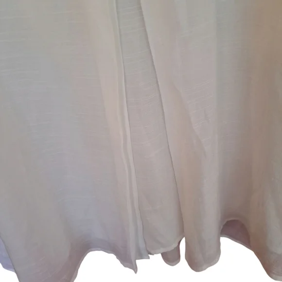 Forgotten Grace L lagenlook Rayon Poly Bell Sleeve White Blouse Pleat Front Back - Picture 2 of 5